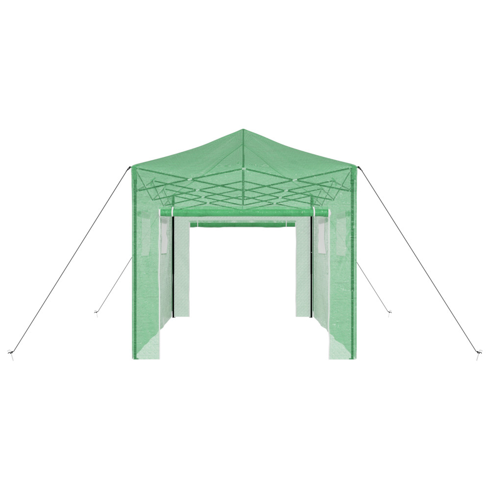 Produktbild för Växthus med Pop-up Ram med tak Grön 280 x 410 x 315 cm Järn