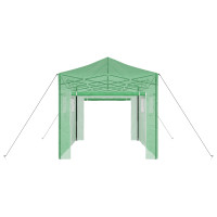 Produktbild för Växthus med Pop-up Ram med tak Grön 280 x 410 x 315 cm Järn