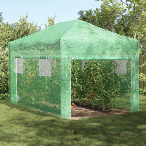 vidaXL Växthus med Pop-up Ram med tak Grön 290 x 430 x 315 cm Järn - Växthus