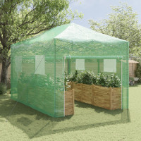 Produktbild för Växthus med Pop-up Ram med tak Grön 290 x 430 x 315 cm Järn