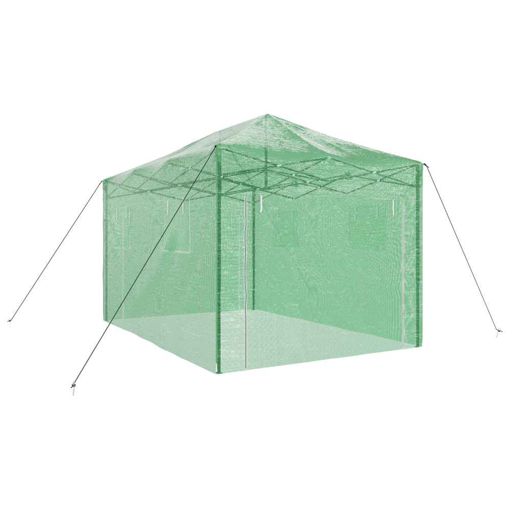Produktbild för Växthus med Pop-up Ram med tak Grön 290 x 430 x 315 cm Järn