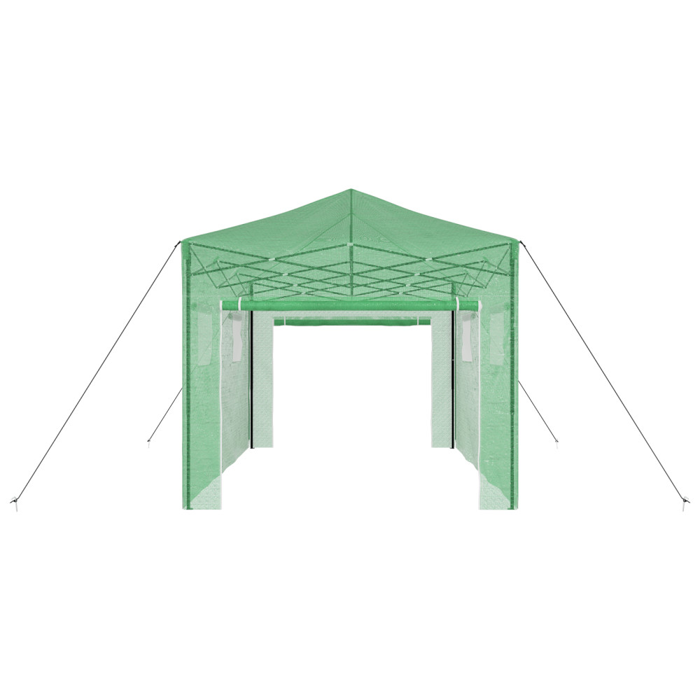 Produktbild för Växthus med Pop-up Ram med tak Grön 290 x 430 x 315 cm Järn