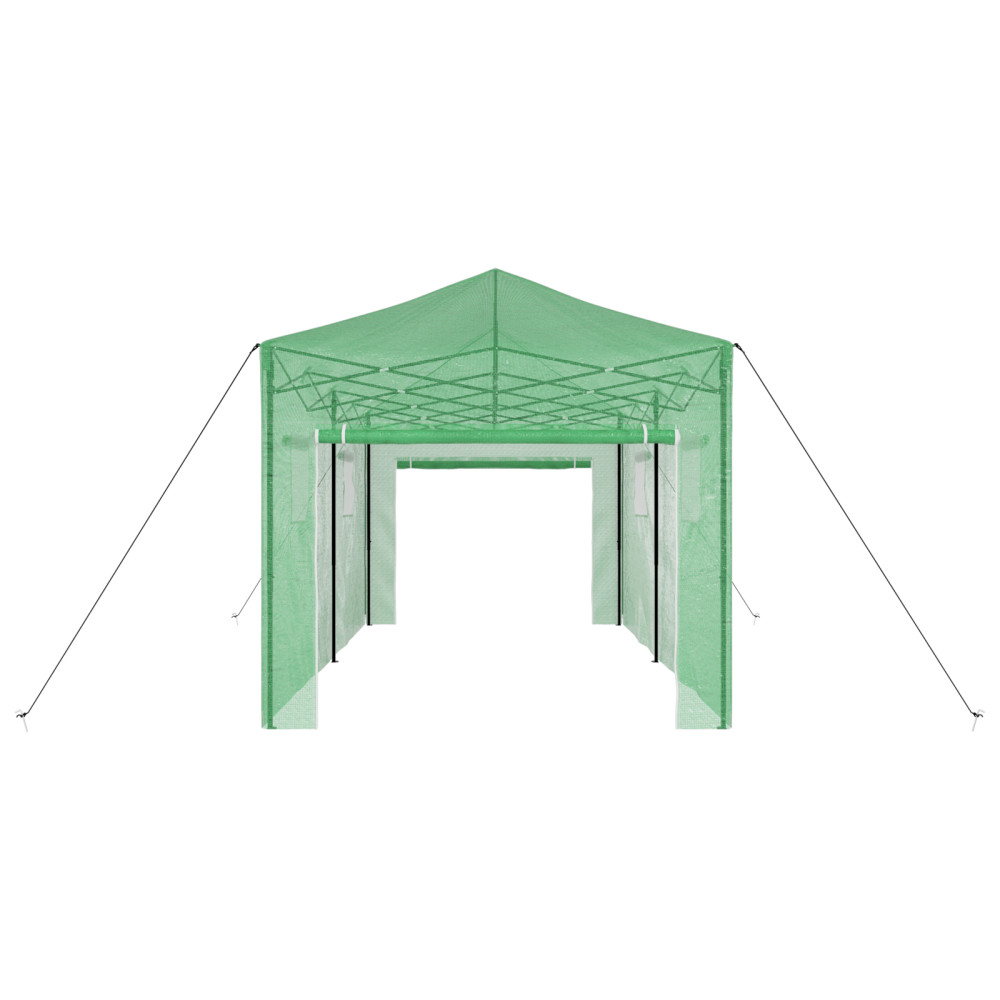 Produktbild för Växthus med Pop-up Ram med tak Grön 290 x 580 x 315 cm Järn