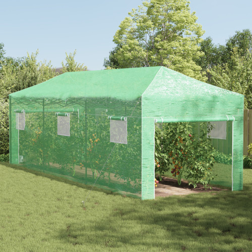 vidaXL Växthus med Pop-up Ram med tak Grön 290 x 870 x 315 cm Järn