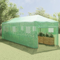Produktbild för Växthus med Pop-up Ram med tak Grön 290 x 870 x 315 cm Järn