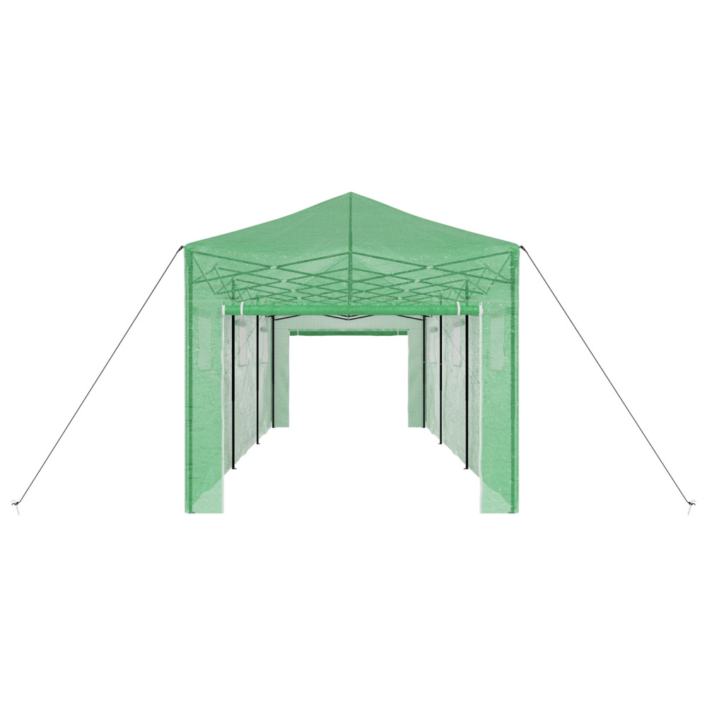 Produktbild för Växthus med Pop-up Ram med tak Grön 290 x 870 x 315 cm Järn