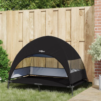 Produktbild för Höjd hundsäng Svart 127 x 81 x 108 cm Tyger och Stål