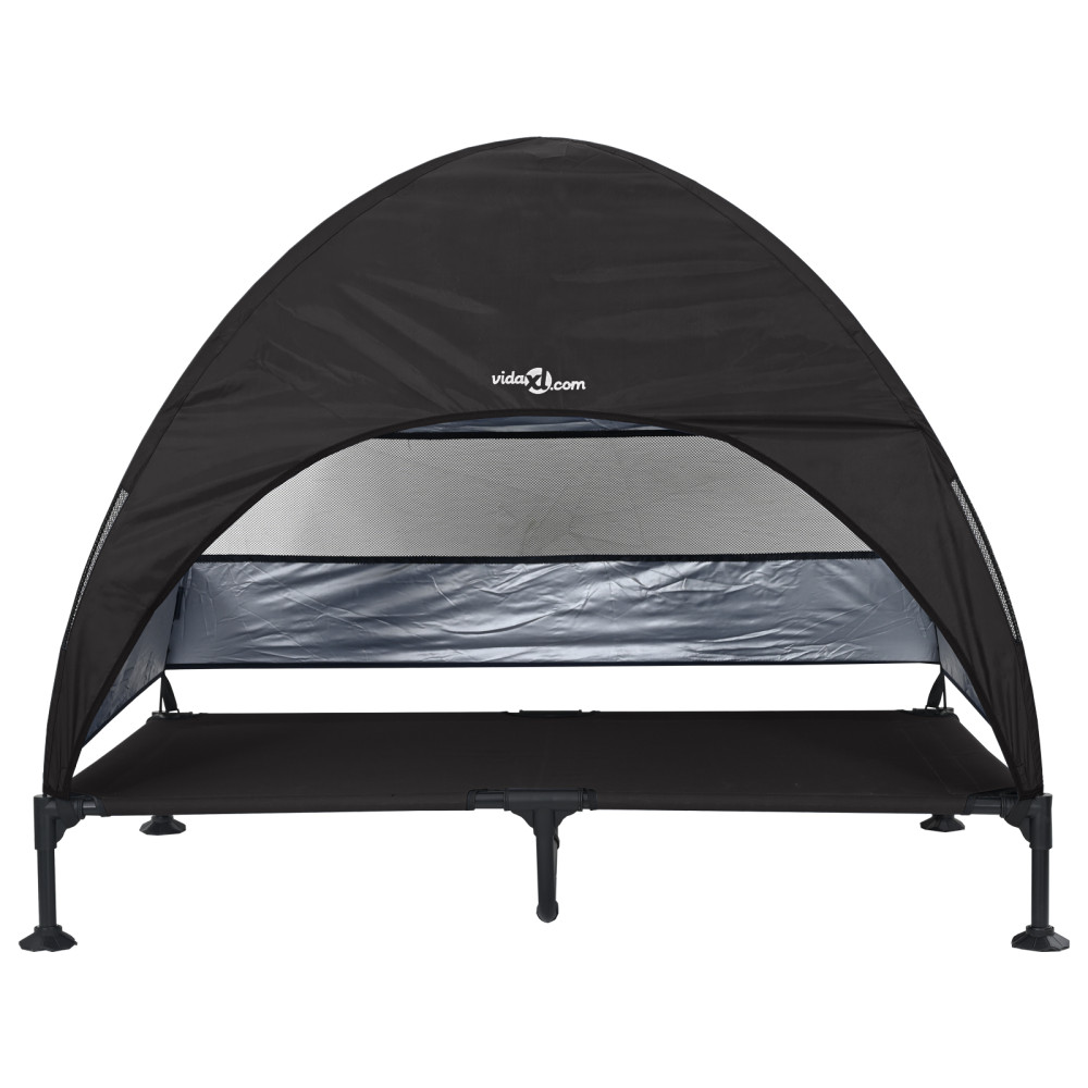 Produktbild för Höjd hundsäng Svart 127 x 81 x 108 cm Tyger och Stål