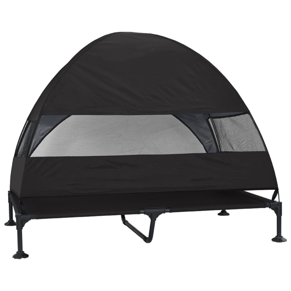 Produktbild för Höjd hundsäng Svart 127 x 81 x 108 cm Tyger och Stål