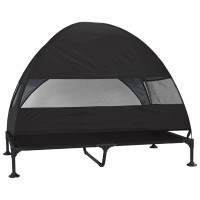 Produktbild för Höjd hundsäng Svart 127 x 81 x 108 cm Tyger och Stål