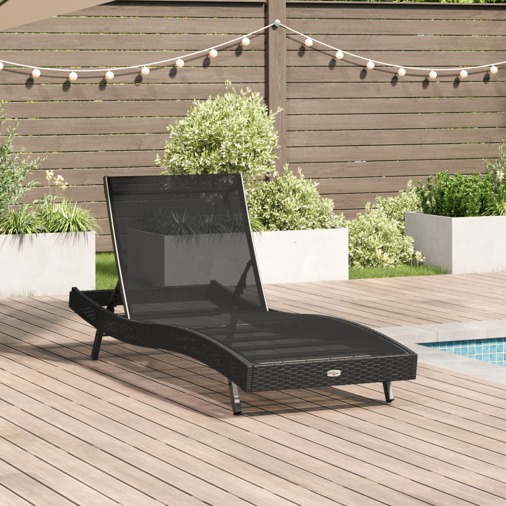 Produktbild för Solstol Reclining Svart 197 x 70 x 82 cm konstrotting