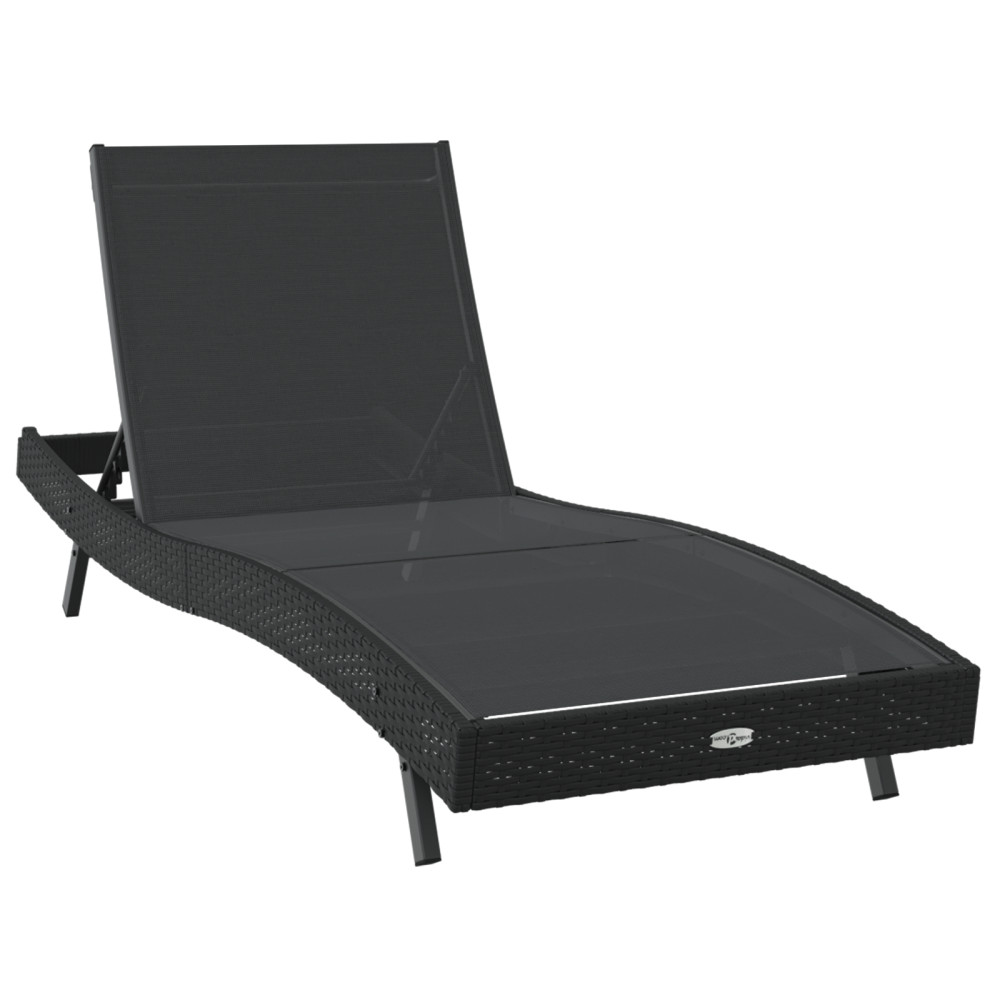 Produktbild för Solstol Reclining Svart 197 x 70 x 82 cm konstrotting