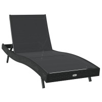 Produktbild för Solstol Reclining Svart 197 x 70 x 82 cm konstrotting