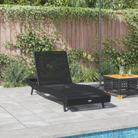 Produktbild för Solstol Reclining Svart 197 x 70 x 82 cm konstrotting