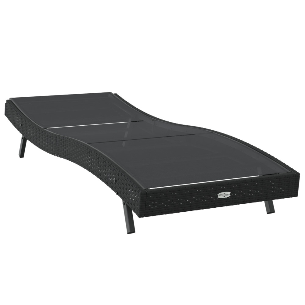 Produktbild för Solstol Reclining Svart 197 x 70 x 82 cm konstrotting