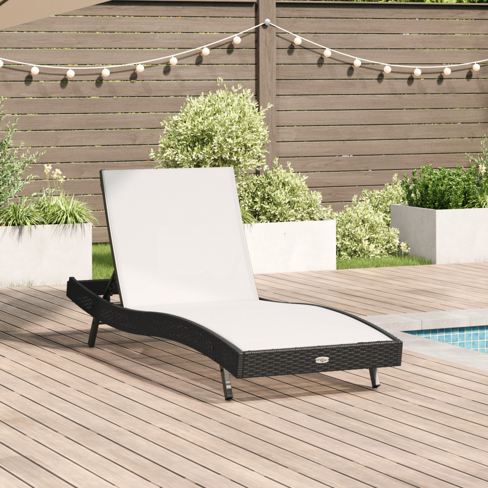Produktbild för Solstol Reclining Svart och Vitt 197 x 70 x 82 cm konstrotting