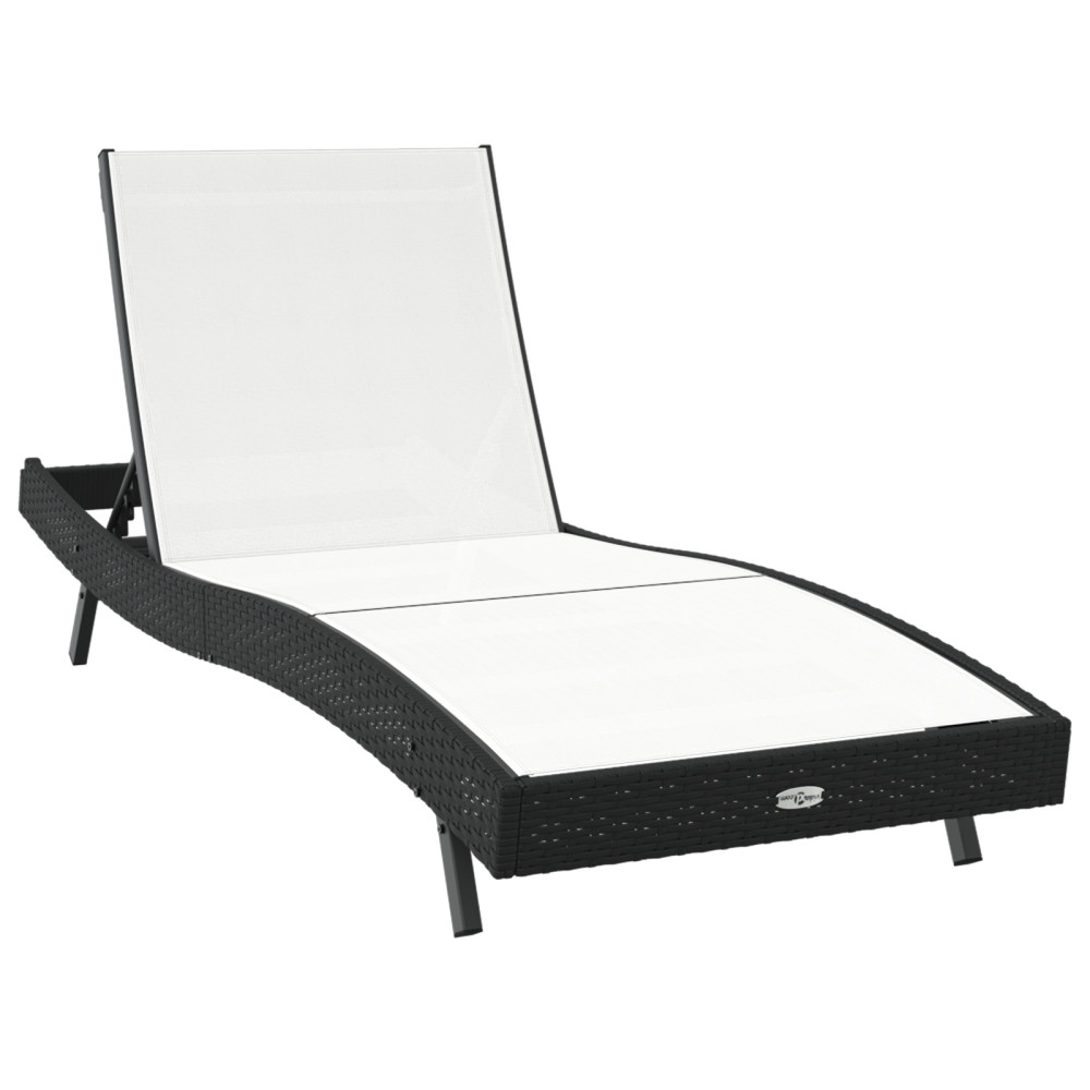 Produktbild för Solstol Reclining Svart och Vitt 197 x 70 x 82 cm konstrotting