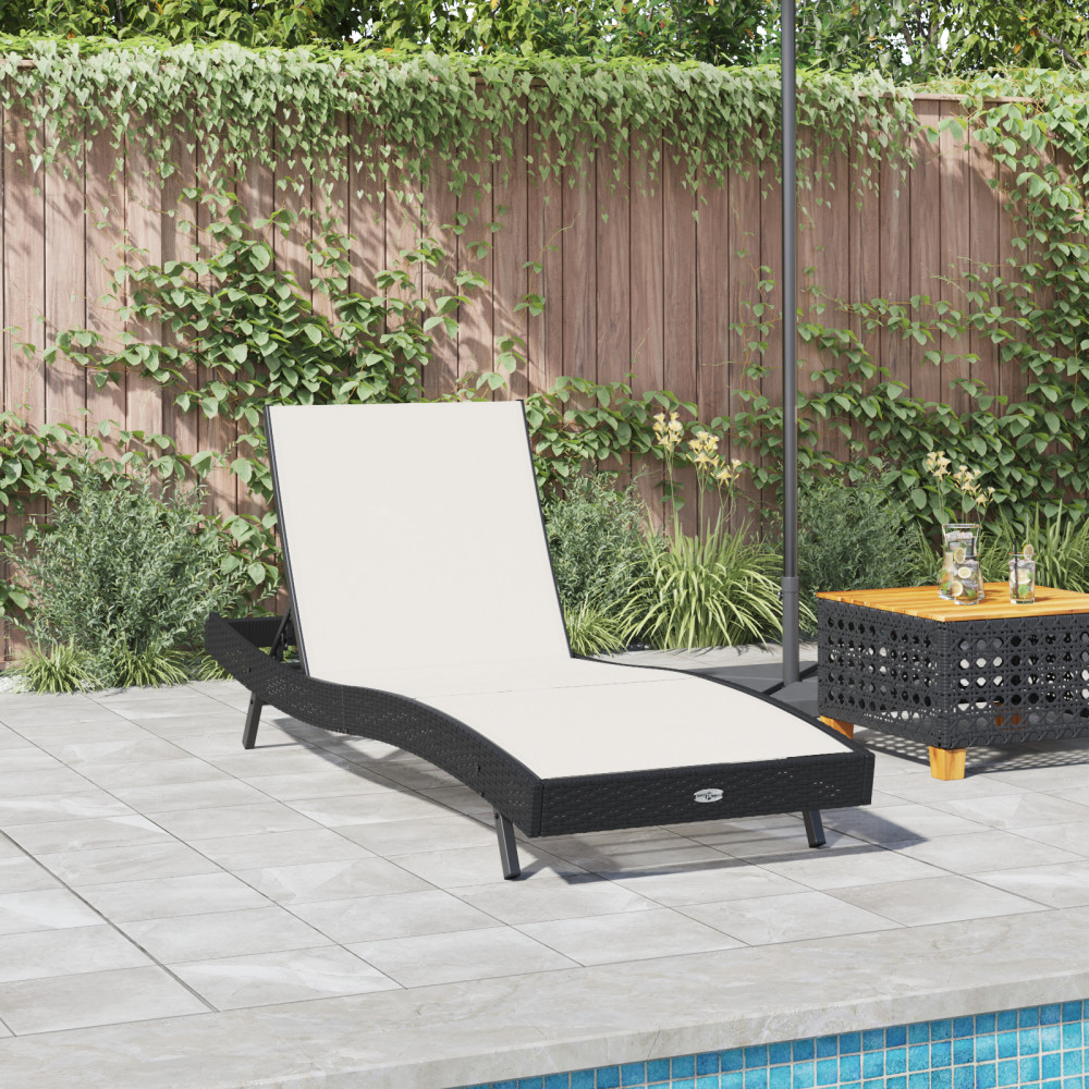 Produktbild för Solstol Reclining Svart och Vitt 197 x 70 x 82 cm konstrotting