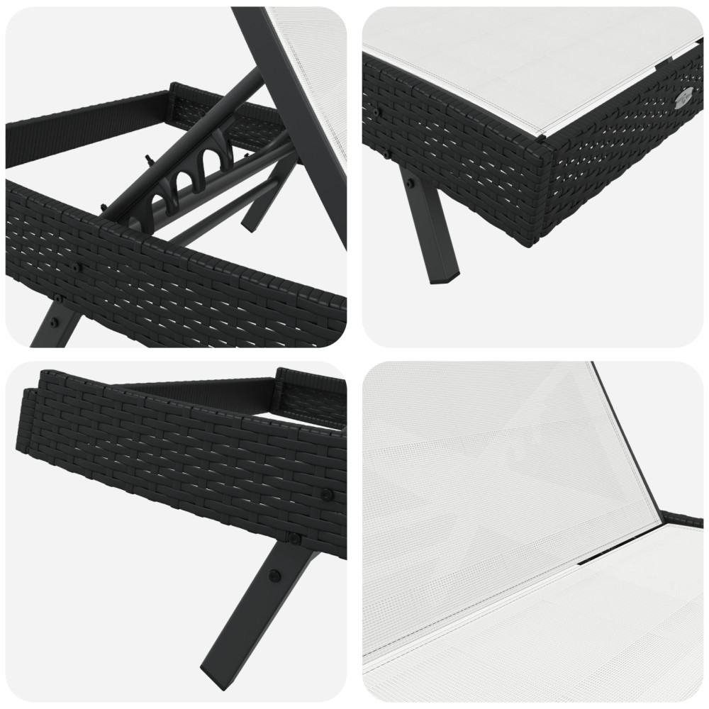Produktbild för Solstol Reclining Svart och Vitt 197 x 70 x 82 cm konstrotting