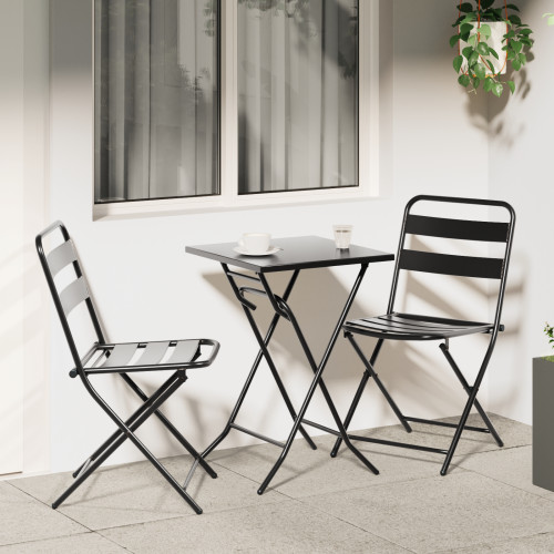 vidaXL Trädgårds Bistro Set 3 pcs Antracit Stål - Utemöbelgrupper