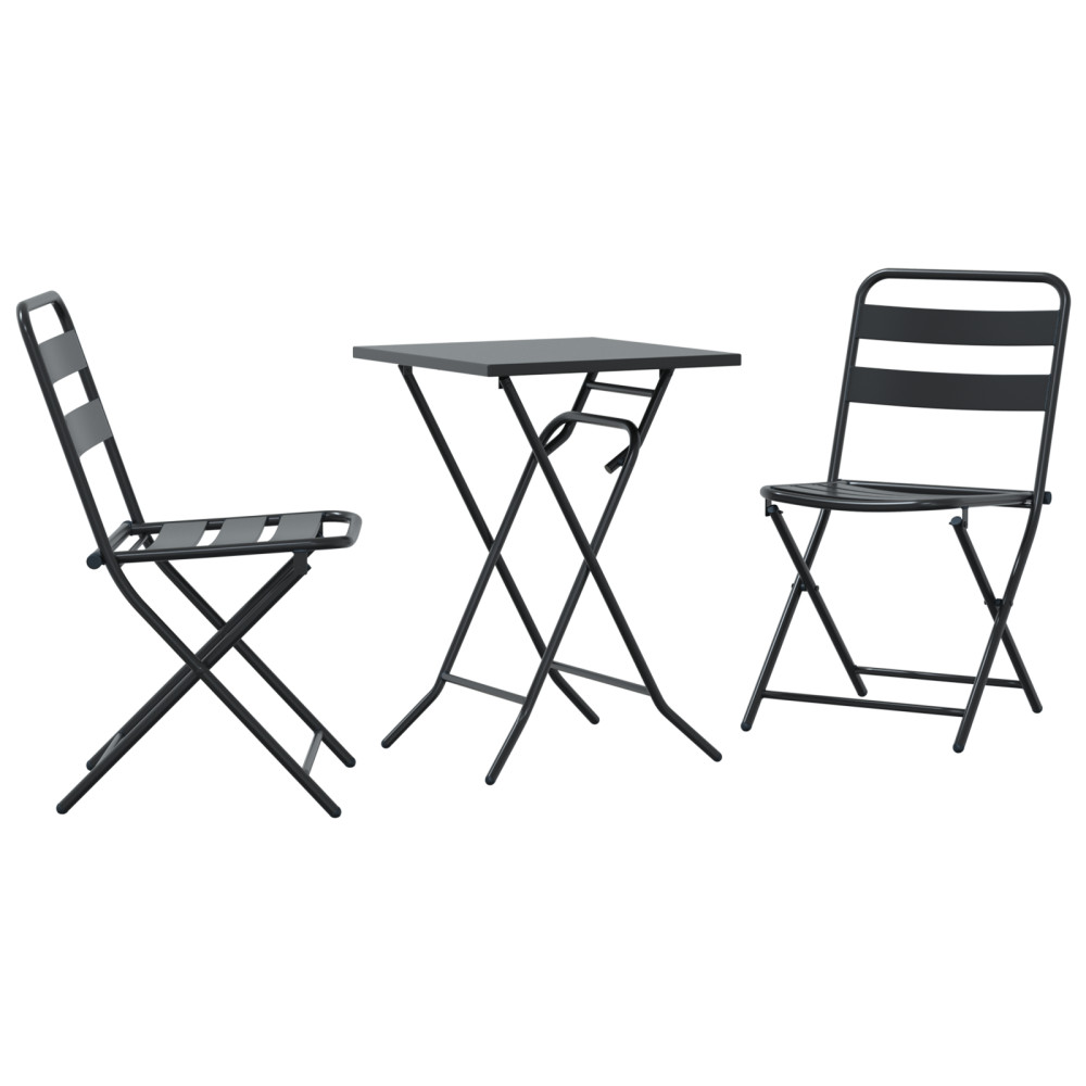 Produktbild för Trädgårds Bistro Set 3 pcs Antracit Stål