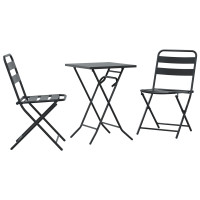 Produktbild för Trädgårds Bistro Set 3 pcs Antracit Stål