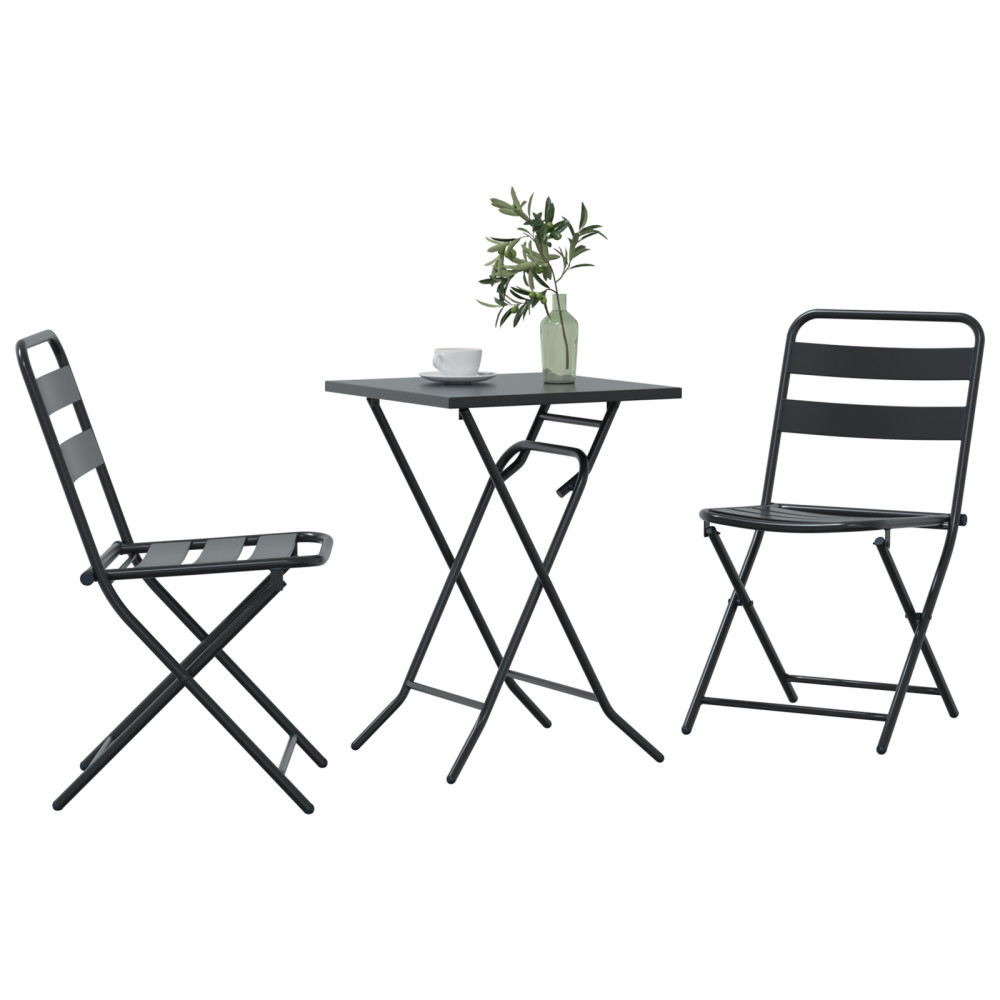 Produktbild för Trädgårds Bistro Set 3 pcs Antracit Stål