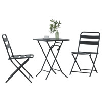 Produktbild för Trädgårds Bistro Set 3 pcs Antracit Stål
