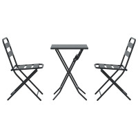 Produktbild för Trädgårds Bistro Set 3 pcs Antracit Stål