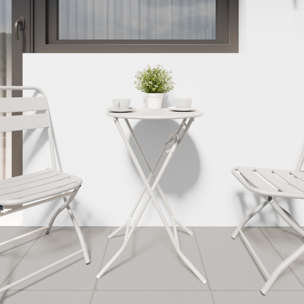 Produktbild för Trädgårdsbord Vit 50 x 50 x 72 cm Metall
