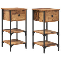 Produktbild för Nattduksbord 2 pcs Brun 33,5 x 36 x 70 cm Konstruerat trä
