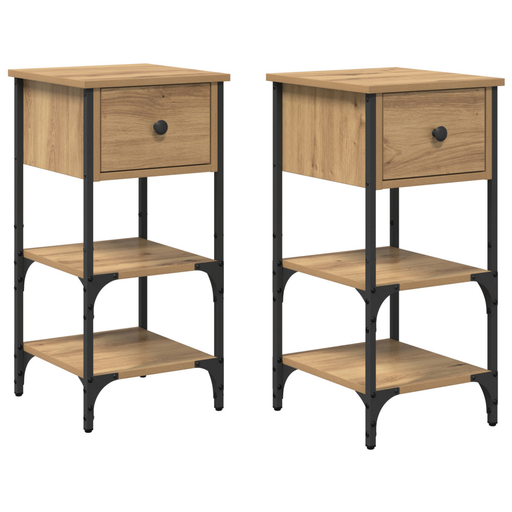 Produktbild för Nattduksbord 2 pcs Brun 33,5 x 36 x 70 cm Konstruerat trä