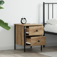 Produktbild för Sängbord artisan ek 40 x 42 x 50 cm Konstruktionsträ och metall