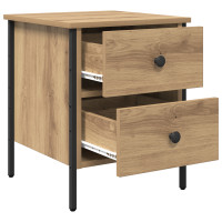 Produktbild för Sängbord artisan ek 40 x 42 x 50 cm Konstruktionsträ och metall