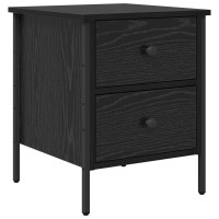 Produktbild för Sängbord Svart ek 40 x 42 x 50 cm Konstruktionsträ och metall