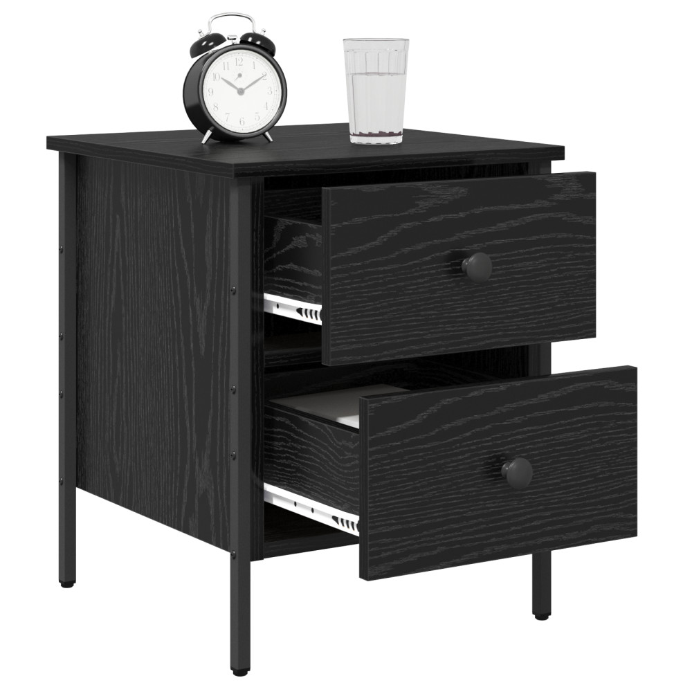 Produktbild för Sängbord Svart ek 40 x 42 x 50 cm Konstruktionsträ och metall