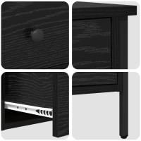 Produktbild för Sängbord Svart ek 40 x 42 x 50 cm Konstruktionsträ och metall
