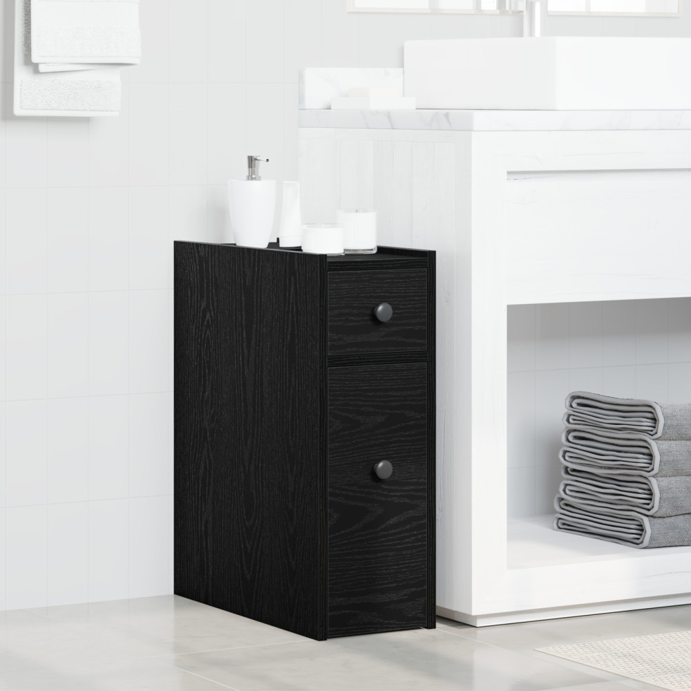 Produktbild för Badrumsmöbelset Svart Ek 80 x 18 x 60 cm Konstruerat trä