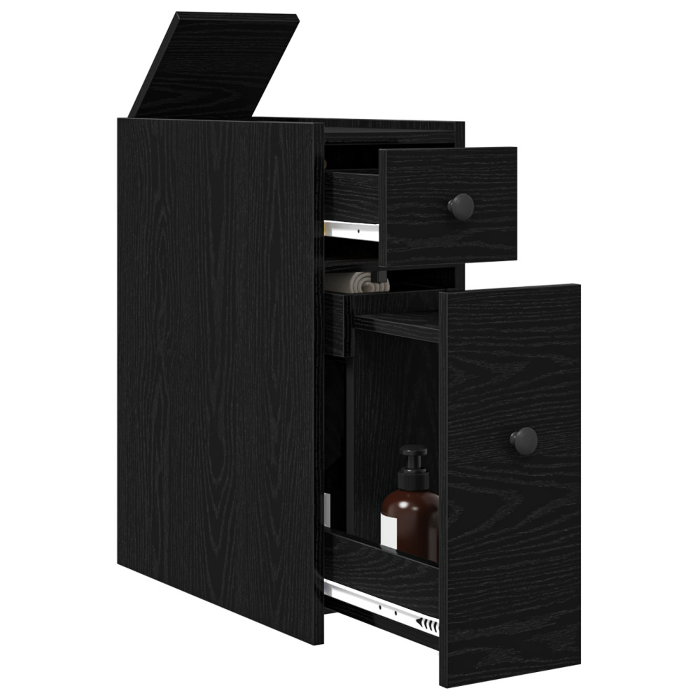 Produktbild för Badrumsmöbelset Svart Ek 80 x 18 x 60 cm Konstruerat trä