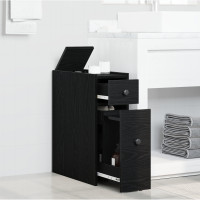 Produktbild för Badrumsmöbelset Svart Ek 80 x 18 x 60 cm Konstruerat trä