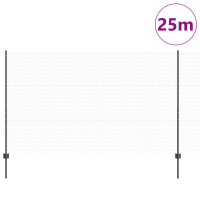 Produktbild för Sexkantigt staket med stolpe 25 x 1,4 m PVC-belagda stål Grå