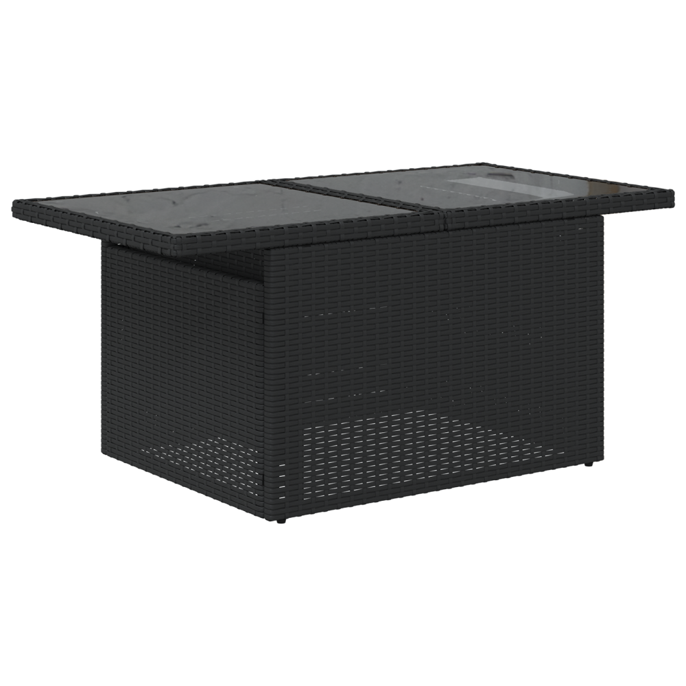 Produktbild för Trädgårdsoffset med kudde med lagring 5 pcs Svart Poly rattan