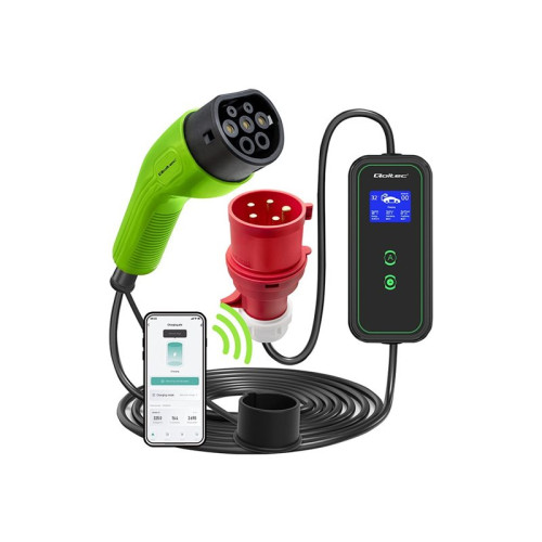 Qoltec Qoltec EV-laddningsstation - justerbar, 2-i-1, 230V, CEE 3-pin - IEC 62196 Type 2 - 7 kW
