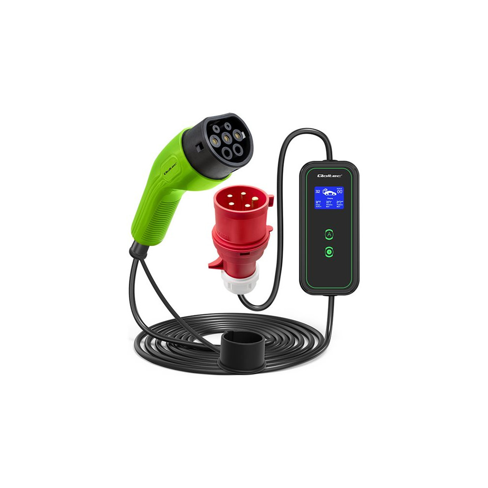Produktbild för Qoltec EV-laddningsstation - 2-i-1, 230V, CEE 5-polig - IEC 62196 Type 2 - 7 kW