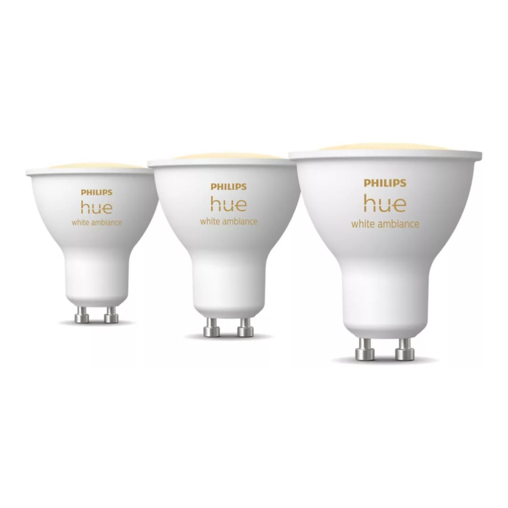 Produktbild för Philips Hue White ambiance - LED-spotlight - GU10 - 4.2 W - varmt till kallt vitt ljus - 2200-6500 K (paket om 3)