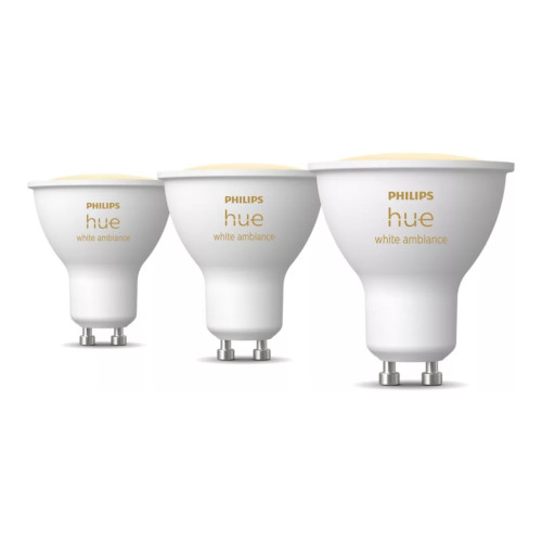 Philips Philips Hue White ambiance - LED-spotlight - GU10 - 4.2 W - varmt till kallt vitt ljus - 2200-6500 K (paket om 3)
