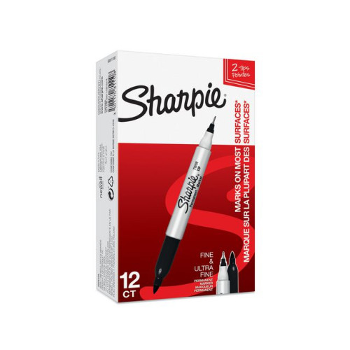 Sharpie Märkpenna SHARPIE Twin Tip svart 12/fp