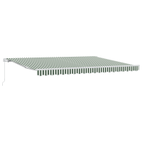 Produktbild för Utdragbar markis Grön och Vit 450 x 350 x 165 cm
