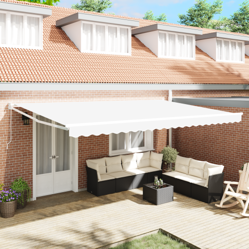 vidaXL Utdragbar markis Vit 500 x 300 x 165 cm Polyester och aluminium