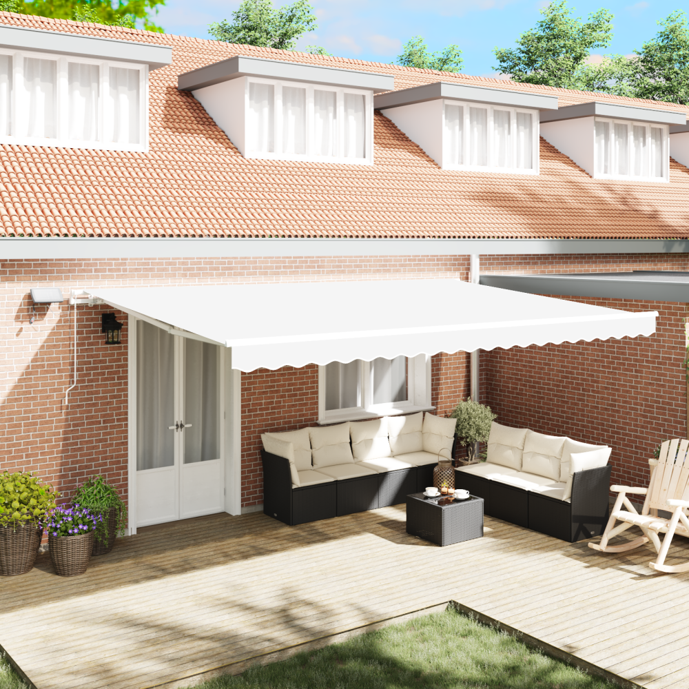 Produktbild för Utdragbar markis Vit 500 × 350 cm Duk och Aluminium